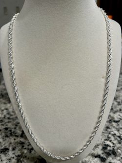 New S925 stamped Sterling silver rope chain necklace