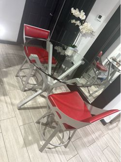 Dining table with barstools