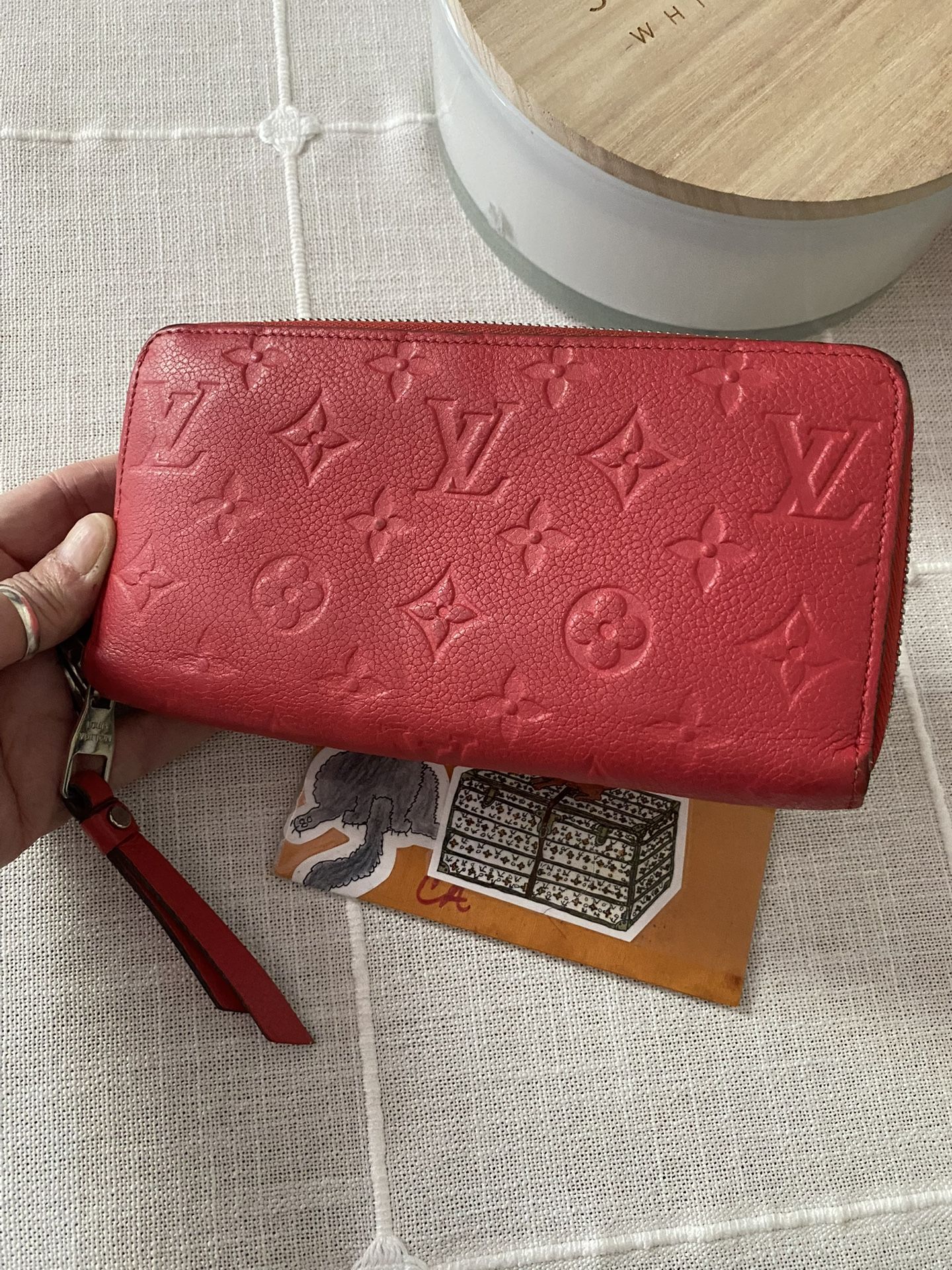 Authentic Louis Vuitton Empreinte Zippy Clutch Wallet Cherry Nice