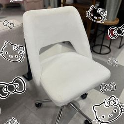 White Hello Kitty Velvet Swivel Chair