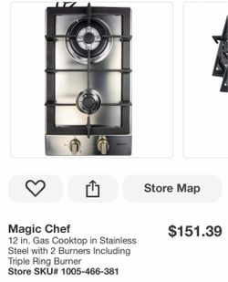 Magic Chef 12 in. Gas Cooktop in Stainless Steel with 2 Burners Including Triple Ring Burner