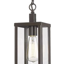 Outdoor Pendant Lantern, Exterior Pendant Hanging Lights, Porch Pendant Lighting Fixture in ORB Finish with Clear Glass