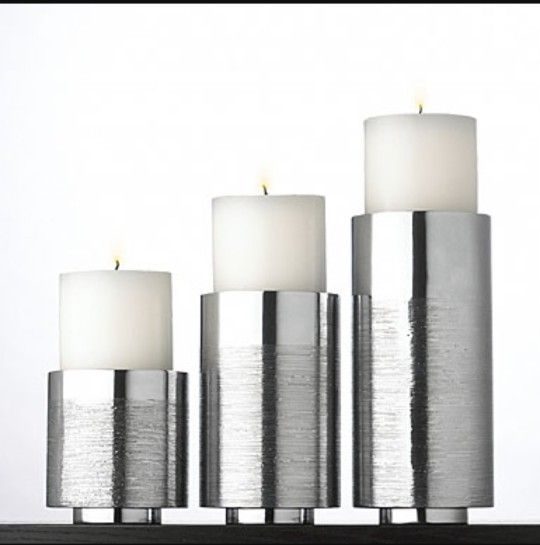 Vera Wang Vesta Set / 3 Pillar Candle Holders 