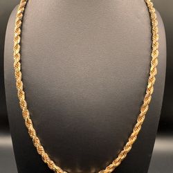 10K Diamond Cut Rose Gold Rope 22” 57g