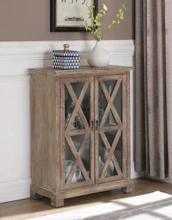 Accent Cabinet in Antique Brown with X Crossed Doors ONLY $299- Best Prices!