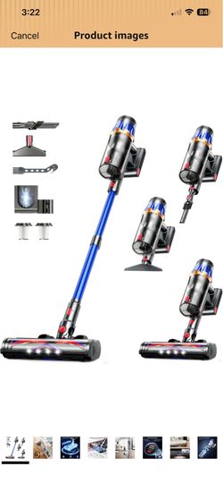 Cordless Vacuum Cleaner,Upgraded 600W 50KPA 70 Mins Vacuum Cleaners for Home,Self-Standing with Stick Vacuum,Touch Screen, Anti-tangle,Rechargeable,Li