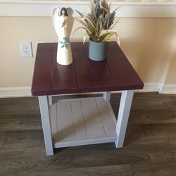 Nightstand Table -end table - gray burgundy 
