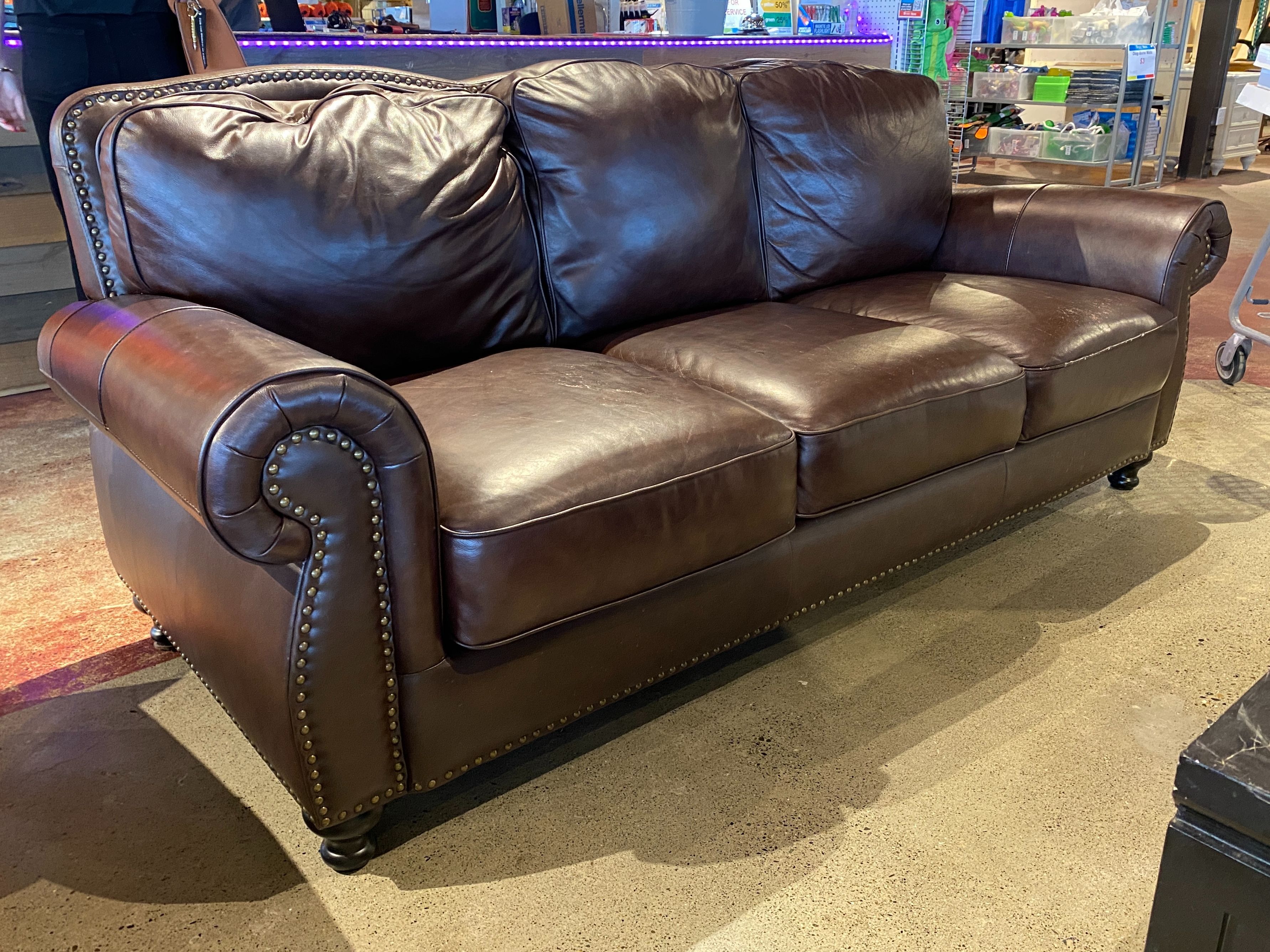 ABBYSON Mortara Four Piece Brown Leather Sofa