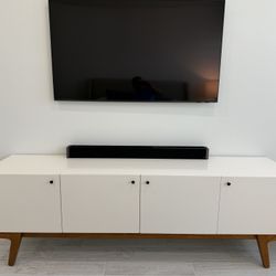 Modern Media Console West Elm 80” Pecan/White