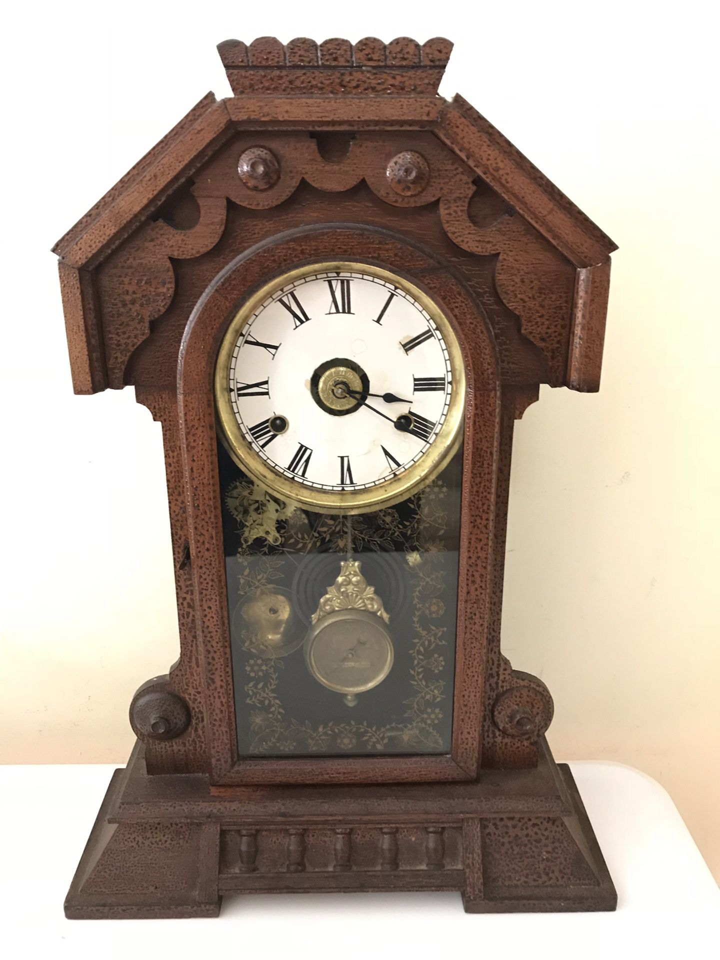 Antique New Haven Alarm Gong Chime Clock