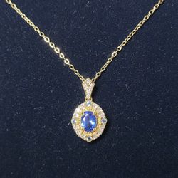 Blue & White Sapphire Necklace