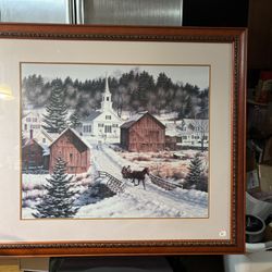 Winter Farmhouse New England Village Snow Christmas
