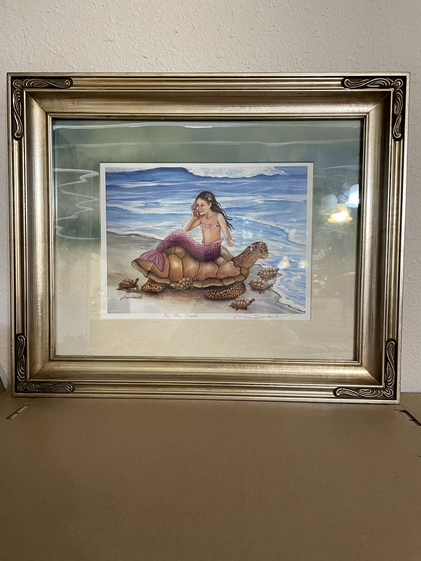 Beautiful Turtle & Mermaid Framed Art Picture