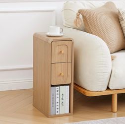 Slim Natural Oak 2 Drawer Nightstand