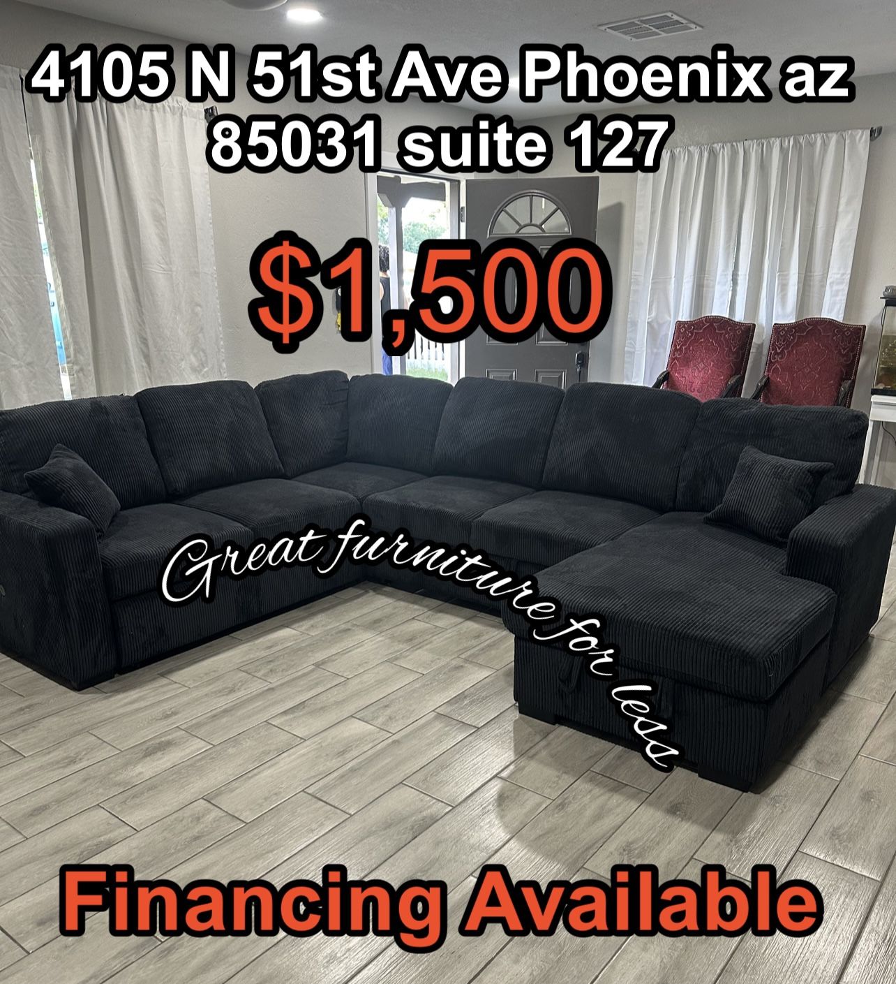 Sectional Bed With Storage And USB Black Brand New