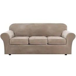 3 Cushion 4 Piece Couch Sofa Cover In Beige