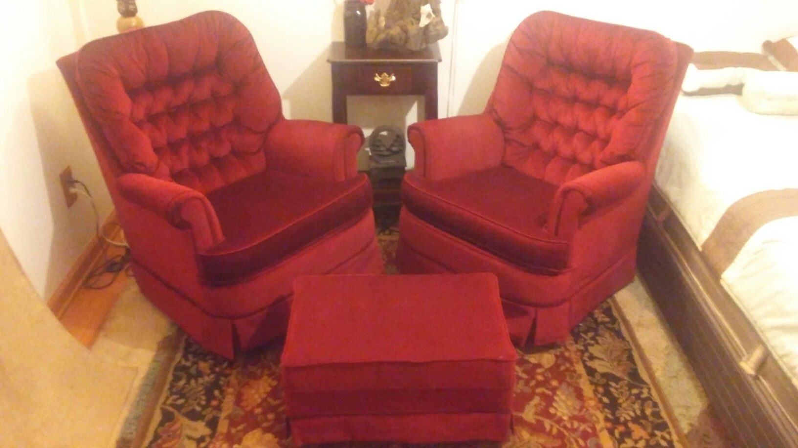 Best Chairs Inclazyboyvintage Chloe Red Velvet Swivel Rockers W Ottoman For Sale In Kingsport