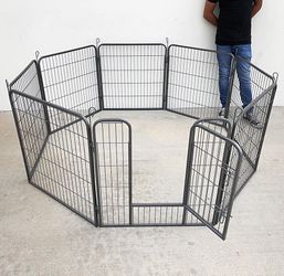 (NEW) $100 Heavy Duty 8-Panel Dog Playpen, Each Panel 32” Tall X 32” Wide Pet Exercise Fence Crate Kennel Gate
