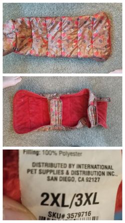 2XL dog coat long back