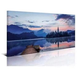 Dawn Lake Landscape Canvas Wall Art Decoration for Living Room Bedroom Nature Wildlife AIT View Picture Canvas Prints Artwork Home Office Bathroom Dec
