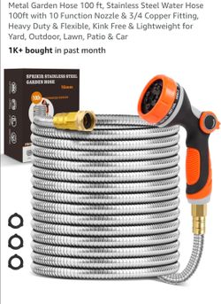 Stainless steel Metal Garden Hose 100 ft