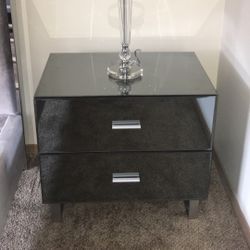 2 Glass Nightstands 