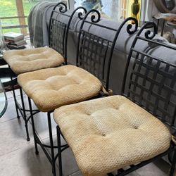3 Solid Wrought Iron Bar Stools – Priced to Sell 