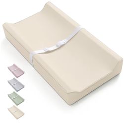 Blissful Diary Vegan Leather Baby Changing Pad with Waterproof & Wipe-Clean PU Cover, Standard Size Cozy Diaper Changing Pad for Dresser and Table, Be