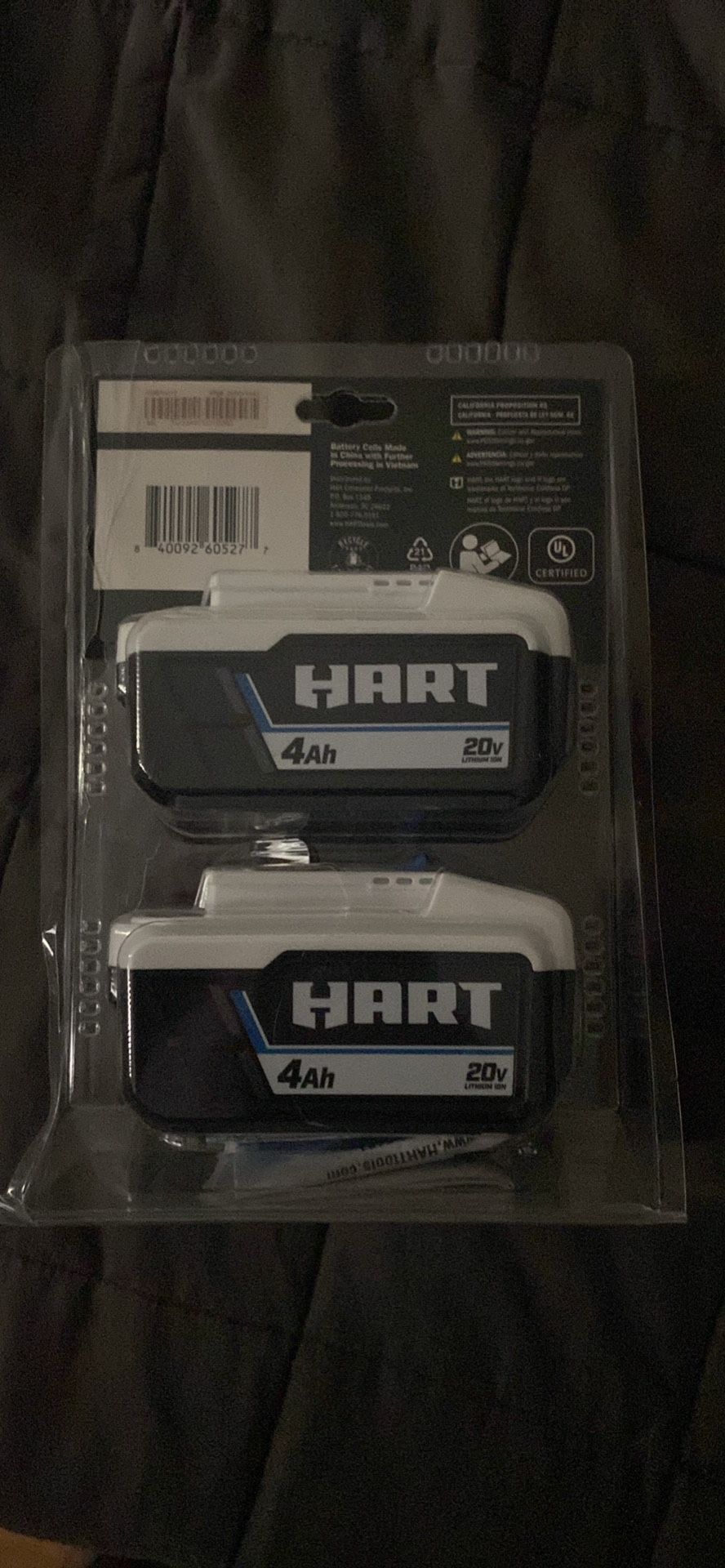 2-pack HART 2-Pack 20 Volts 4.0Ah Lithium-Ion Batteries (Charger Not Included)