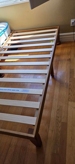 Twin Size, 75in by 38in by 14'' high Wooden Bed Frame Mattress Platform Wood Slats Support