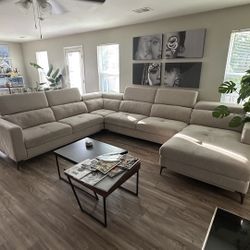 Sofia Vergara Sorrento Dove Gray Polyester Fabric 3Pc Right Arm Chaise Sectional