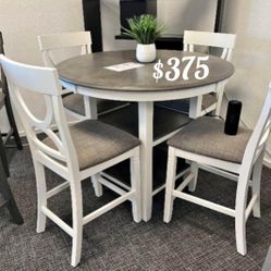 Beautiful! White And Gray 5-Pc Counter Height Dining Set 