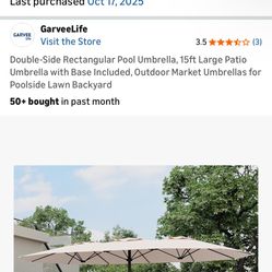 Double-Side Rectangular Pool Umbrella, 15ft Large Patio Umbrella with Base Included, Outdoor Market Umbrellas for Poolside Lawn Backyard