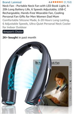 Neck Fan - Portable Neck Fan with LED Book Light,