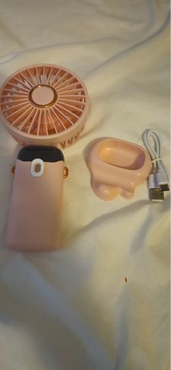 Pink Portable Handheld Mini Fan with USB Charging Cable