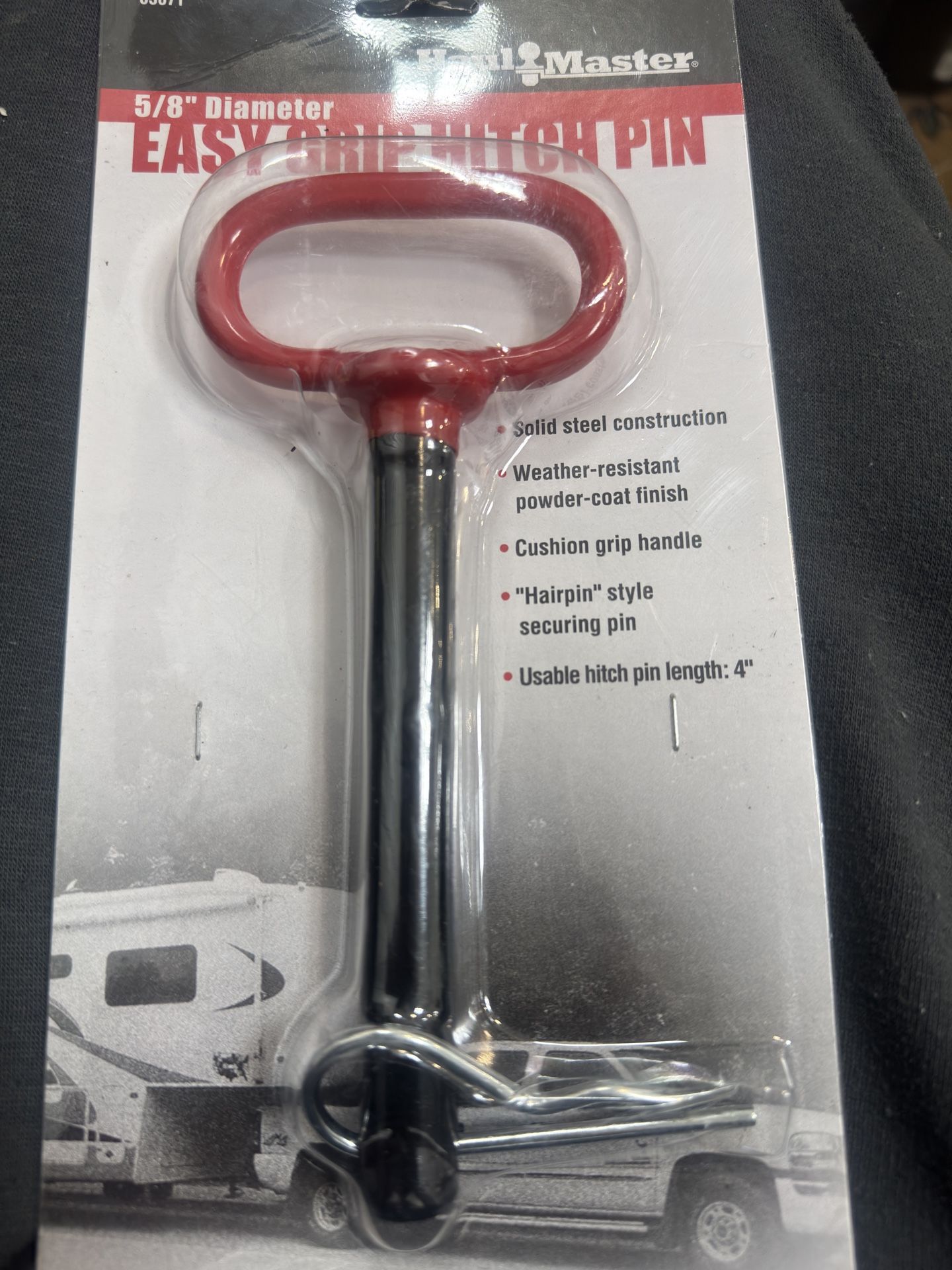 Easy Grip Hitch Pin ~ 5/8 inch Dia. x 4 inch Length - By Haul Master