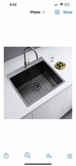 VESLA HOME 25 Inch Black Drop In Kitchen Sink, 25 x 22 (2SBG) $100