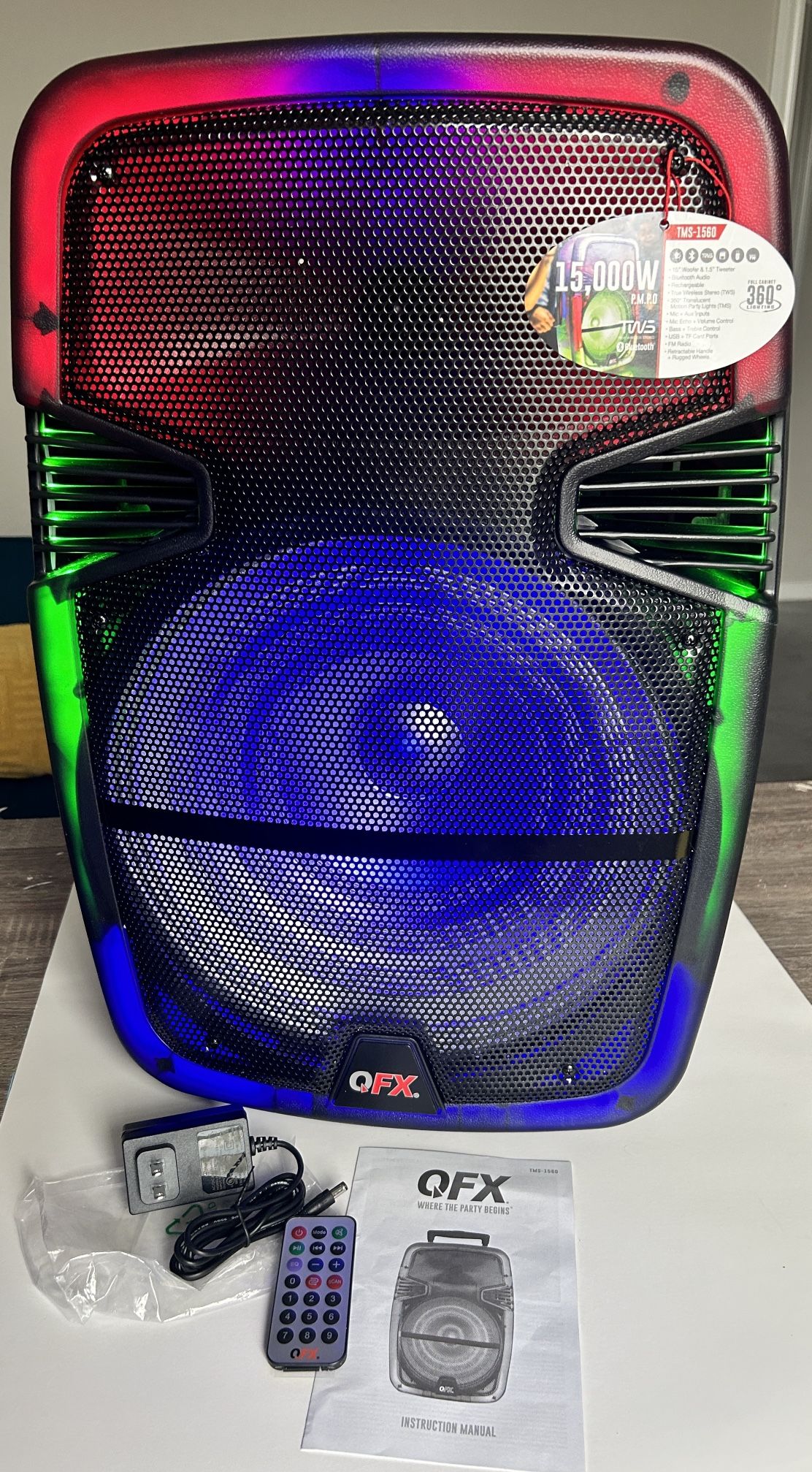 QFX TMS-1560 Translucent Bluetooth Rechargeable Speaker