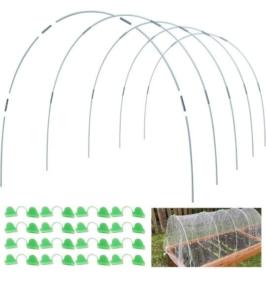 MAXPACE Greenhouse Hoops for DIY 3.5ft or Wider Grow Tunnel, Rust-Free Fiberglass Support Hoops Frame for Garden Fabric, DIY Plant Support Garden 