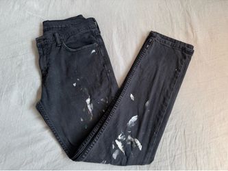 Levi’s 511 Men 30x30 Jeans Black Distressed Paint Splatter Stains Artful Denim (Silver Lake)