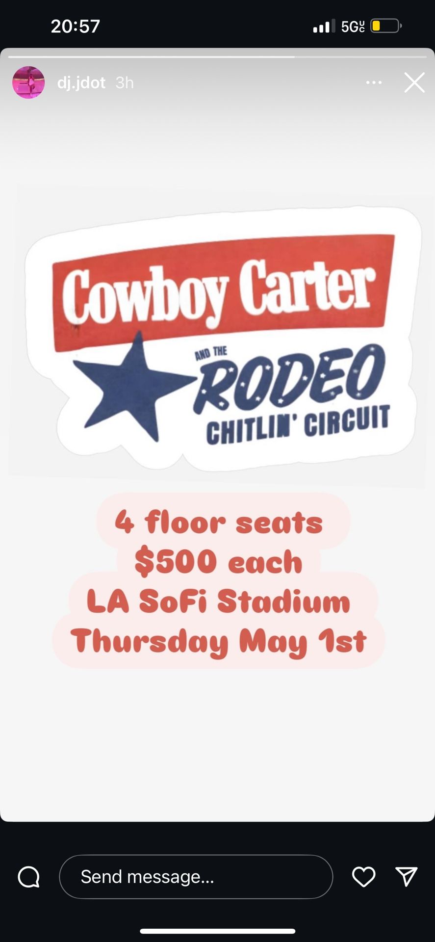 FLOOR SEATS BEYONCE : COWBOY CARTER TOUR!!!