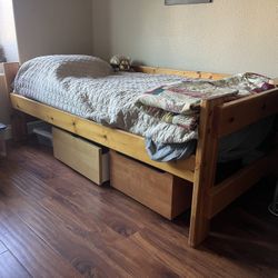 Twin Pine Bed With 2 Drawers