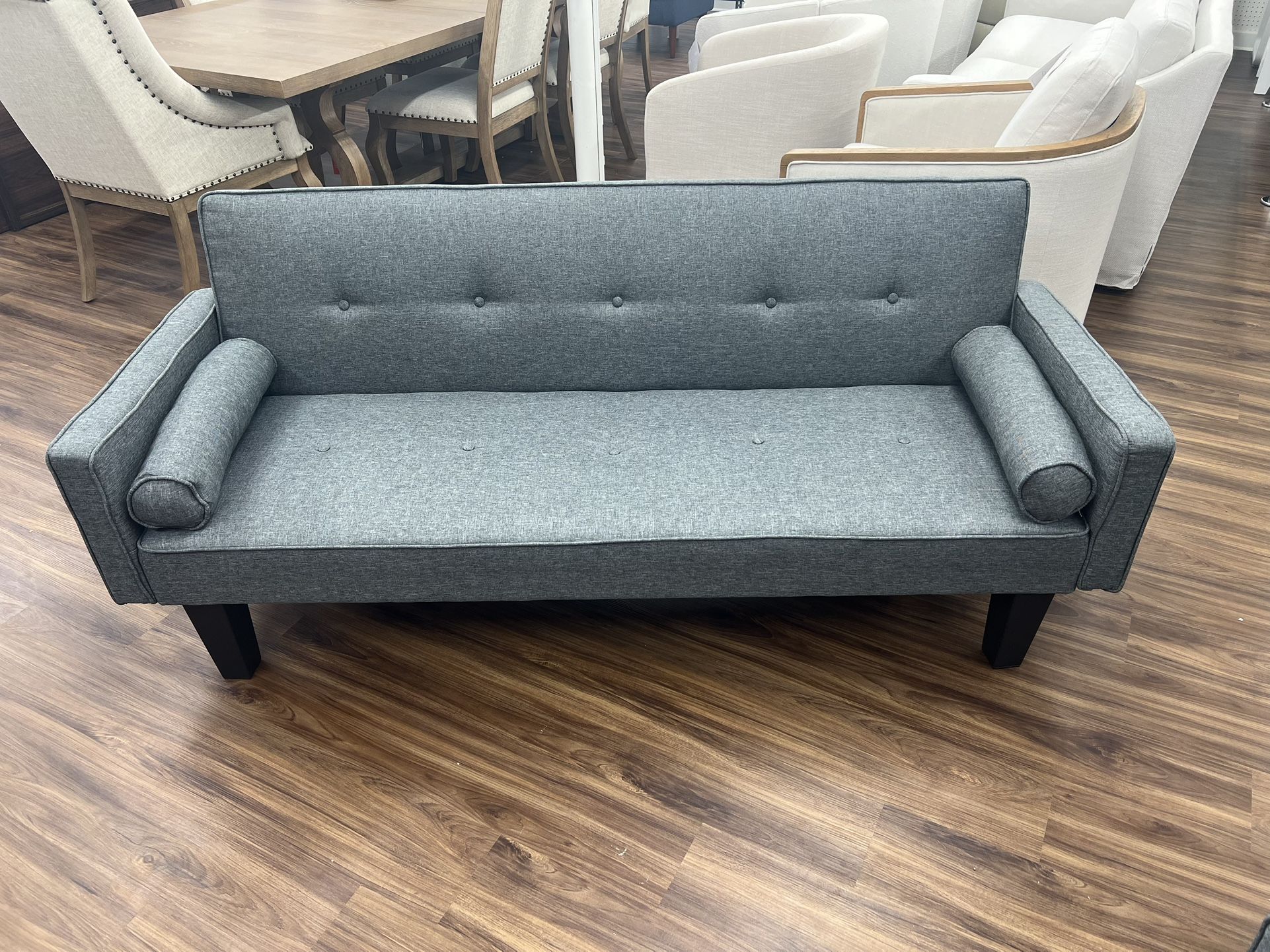 New 72" Upholstered Modern Futon Sofa Bed, Gray