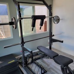 Squat Rack Bench Pull Up Bar Weights 