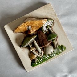 Vintage Ceramic 3D Decorative Mushroom Wall Art