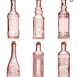 NEW 6 Decorative Vintage Style Corked Bottles