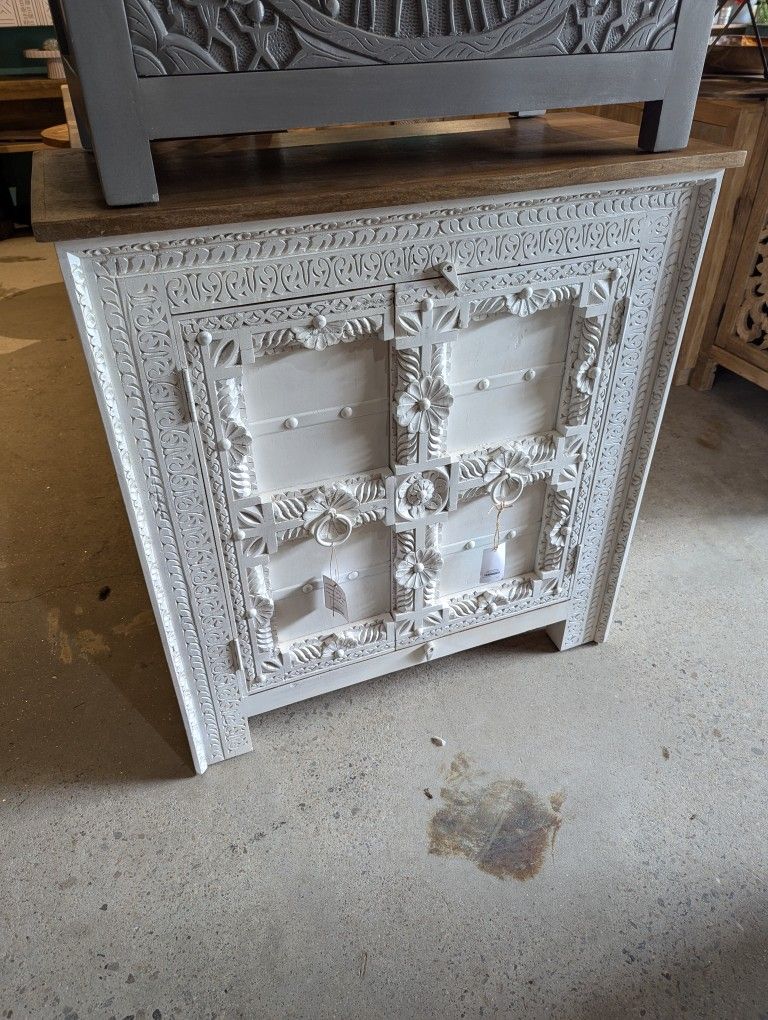 Hand Carved Two Door Cabinet