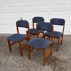 Mid Century Modern Benny Linden Side Dining Chairs Teak (4)