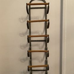 Wine Rack, Metal And Wood Wall Mounted