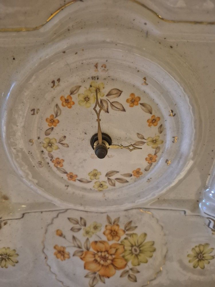 LARGER PORCELAIN MANTLE CLOCK MADE BY CLAIRE